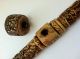 Chinese Carved Dragons Ox Bone Long Pipe Other photo 2