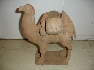 Chinese Han Dynasty [206 Bc - 220 Ad] Clay Camel Figure photo