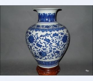 Big/ Antique Chinese Blue And White Porcelain Vase/ H27cm photo