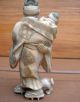 Antique 19c Ox Bone Asian Chinese Statue Mother Child Dog Netsuke photo 3