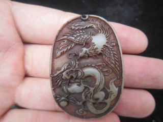 Carved The Dragon Of Hetian Jade,  Old Jade + Box + Rope photo