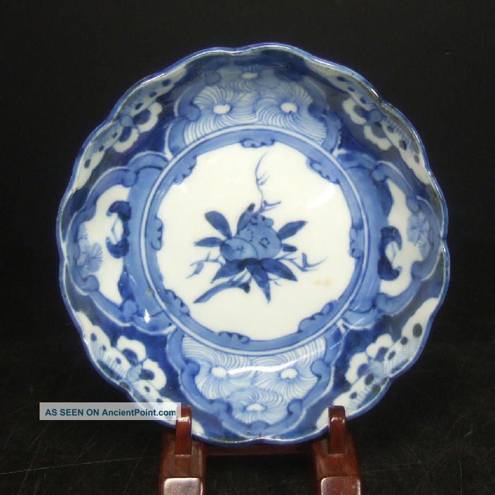F258: Real Japanese Old Imari Blue - And - White Namasu Plate With Good Design Plates photo
