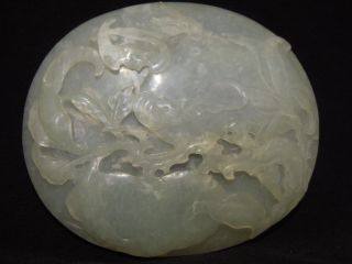 18.  A Chinese White Jade Plaque Carving Of Bats And Peaches Probably 18th C photo