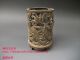 Js687 Rare,  Chinese Bronze Carved Pen Holder ' Dragon And Phoenix ' Other photo 4
