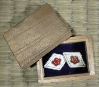 Enameled Cufflinks In Box / Japanese / Vintage photo