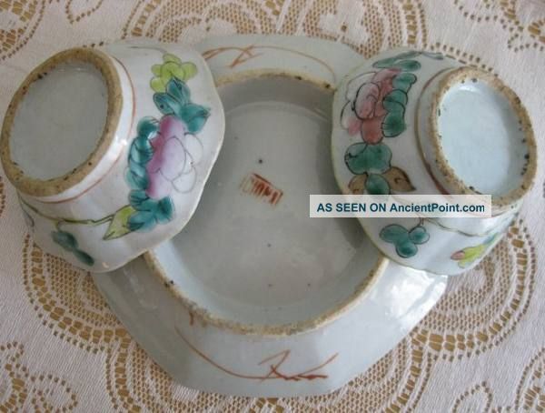 3 Antique 19th Century Chinese Export Rose Medalion Bowls Rice Dish Lot Bowls photo