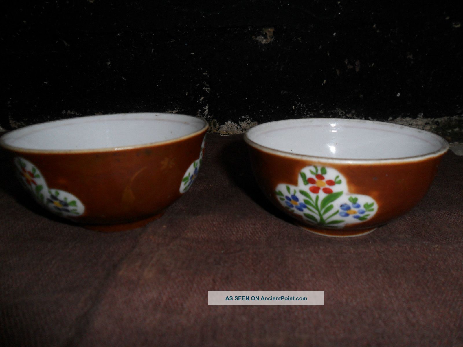 Pair Of 18th Century Chinese Porcelain Cafe Au Lait Wine Bowls Porcelain photo