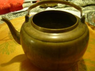 Antique Copper Tea Kettle Asian? Turkish? Very Heavy,  Very Old Great Patina photo