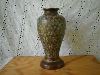 Antique Japanese Cloisonne Champleve Meiji Bronze Different Rare Shape Vase Nr photo