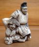 Antique 19c Ox Bone Asian Chinese Netsuke Miniature Statue Netsuke photo 3