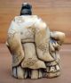 Antique 19c Ox Bone Asian Chinese Netsuke Miniature Statue Netsuke photo 4