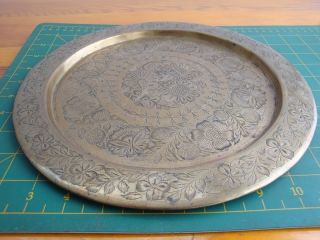Hindu Bronze Plate Engraved By Hand.  19th Century. photo
