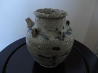 Very Old Chinese Blue And White Porcelain Pot photo