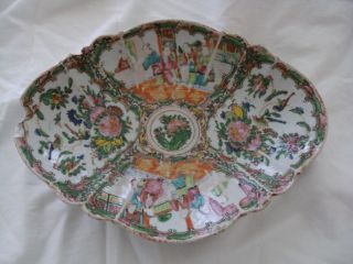 Antique Chinese Rose Canton Porcelain Serving Dish photo