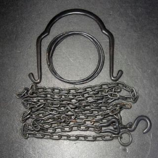 F339: Japanese Tea - Things Iron Chain,  Hook,  Ring For Tea Kettle photo