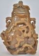 Antique Chinese Heavily Carved Jade Censer Incense Burners photo 3