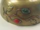 Wonderful Japanese Meji Period Copper,  Brass Mixed Metal Bowl With Inlaid Stones Vases photo 4