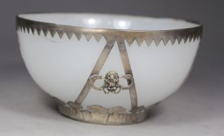Chinese Handwork Jade Dragon Butterfly Old Bowl photo
