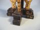 Pair China Chinese Carved Gilded & Lacquer Wood Foo Lions On Stands 20th C. Foo Dogs photo 10