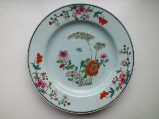 18th C Chinese Porcelain Famille Rose Floral Plate photo