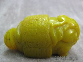 Yellow Peking Glass Carved Elephant Shape Snuff Bottle photo