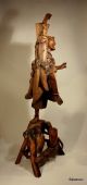 Chinese Rootwood Carving Emaciated Immortal With Mythical Beast Woodenware photo 4