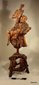 Chinese Rootwood Carving Emaciated Immortal With Mythical Beast Woodenware photo 8