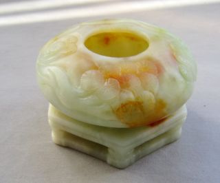 18th C.  Chinese Old Jade Carved Brush Washer photo
