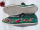 New Vintage Style,  Silk Hand Embroidered Floral Plat Sole Women Shoes Size 6 Robes & Textiles photo 5