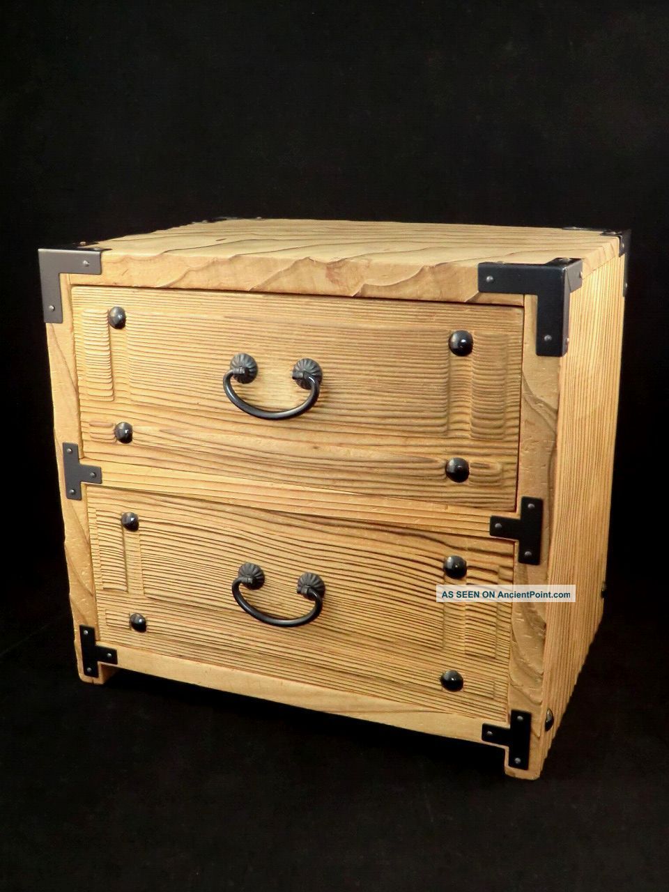 Japanese 2 Drawers Small Tansu Chest Furniture Cabinet Wooden Box Case Wood Good Other photo
