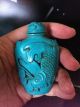 Antique Chinese Turquoise Snuff Bottle,  Carved Calligraphy Signed, Other photo 9