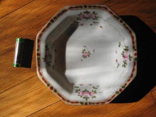 Eggshell Porcelain Asian Shallow Bowl On Three Legs With Floral Enamels And Gilt photo