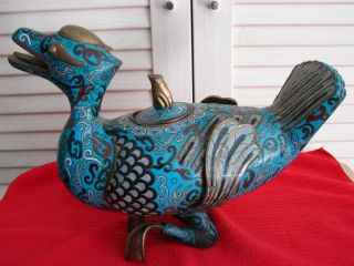 Late 18th C/ Early 19th Century Chinese Cloisonne Bronze Duck With Lid photo