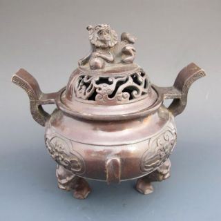 Chinese Bronze Incense Burner & Lid W Ming Dynasty Xuan De Mark Nr photo