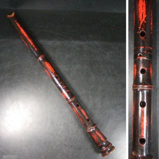 F298: Japanese Traditional Wind Instrument Made Of Bamboo Shakuhachi W/lacquer photo