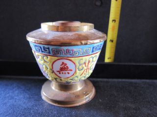 Antique Porcelain Brass Candle Stand photo