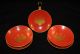 Vintage 1940 ' S 5 Japanese Lacquered Wooden Bowls - Red Gold Makie? Bowls photo 9
