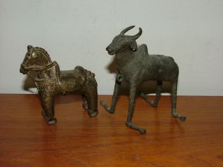 Bronze Figures Of A Horse And Bull photo