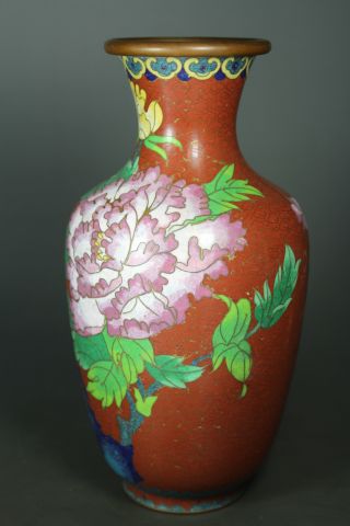 Chinese Old Cloisonne Handwork Painting Flower Vase photo