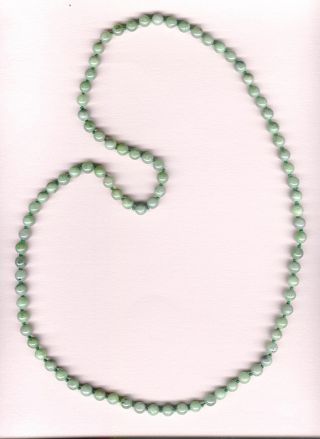 Vintage Jade 8mm Bead Necklace 32 
