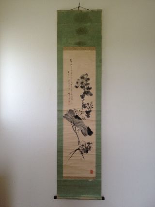 128 ~various Flowers~ Japanese Antique Hanging Scroll photo