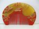 Rare Antique Japanese Tortoise Shell & Coral Hair Comb Other photo 1