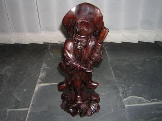 Large Antique Chinese Carved Wooden Statue / Figurine photo