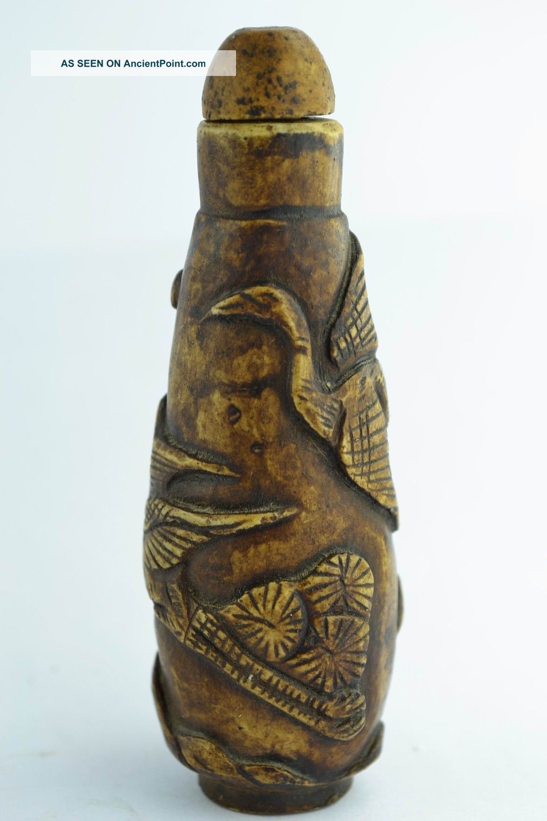 China Collectibles Old Decorated Handwork Alabaster Carving Flyer Snuff Bottle Snuff Bottles photo