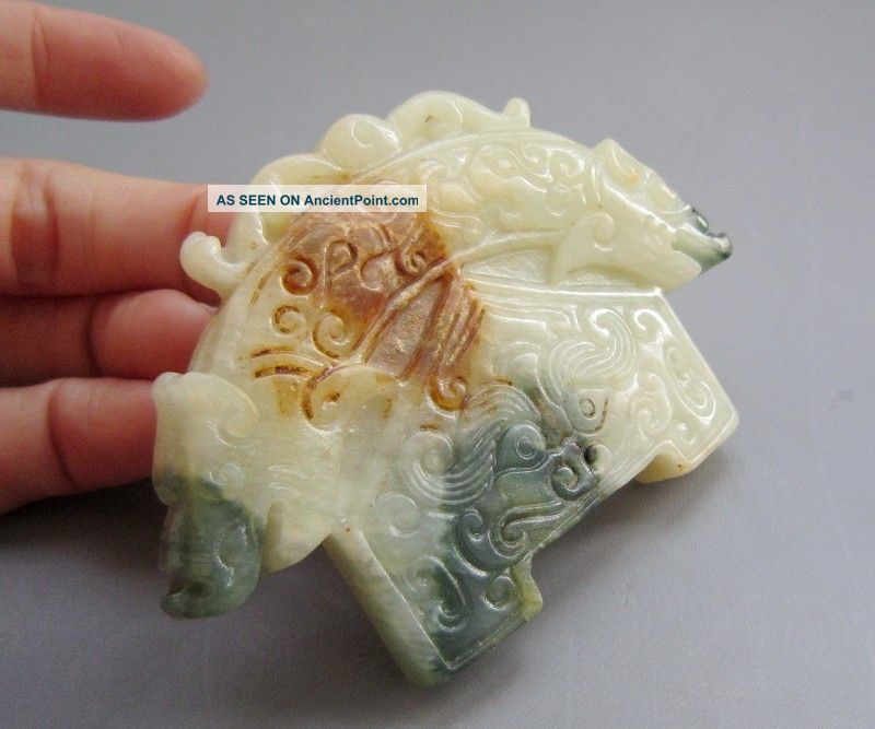 Antique Chinese Old Jade Carved Dragon Beast Face Nr Other photo