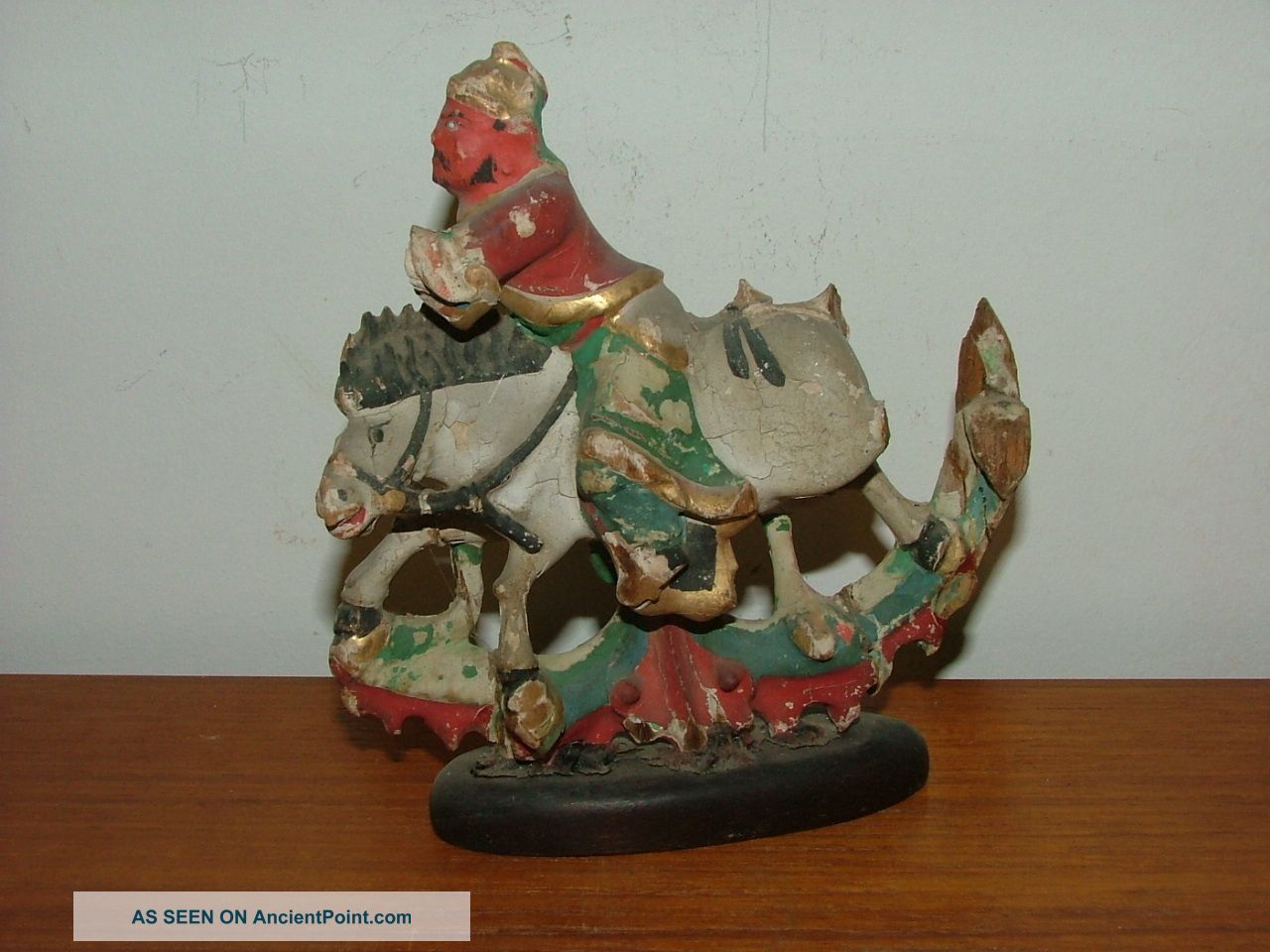 Sino - Tibetan/mongolian Wood Carving Of A Horseman Tibet photo