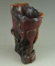 Old Chinese 100% Ox Horn Carved Lotus Carving Other photo 7