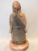 Chinese Soapstone Figure Of An Old Man With Painted Highlights 19thc Jade/ Hardstone photo 6
