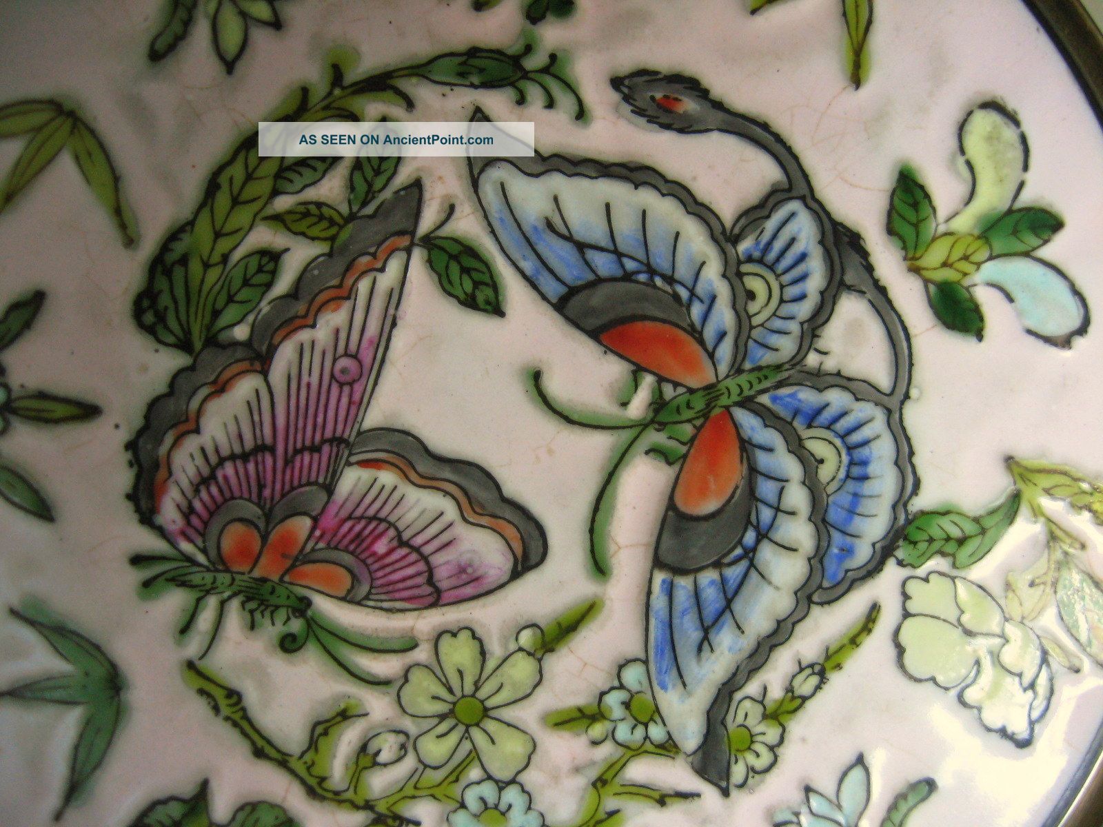 Chinese Tongzhi Canton Famille Rose Butterflies 5½ 