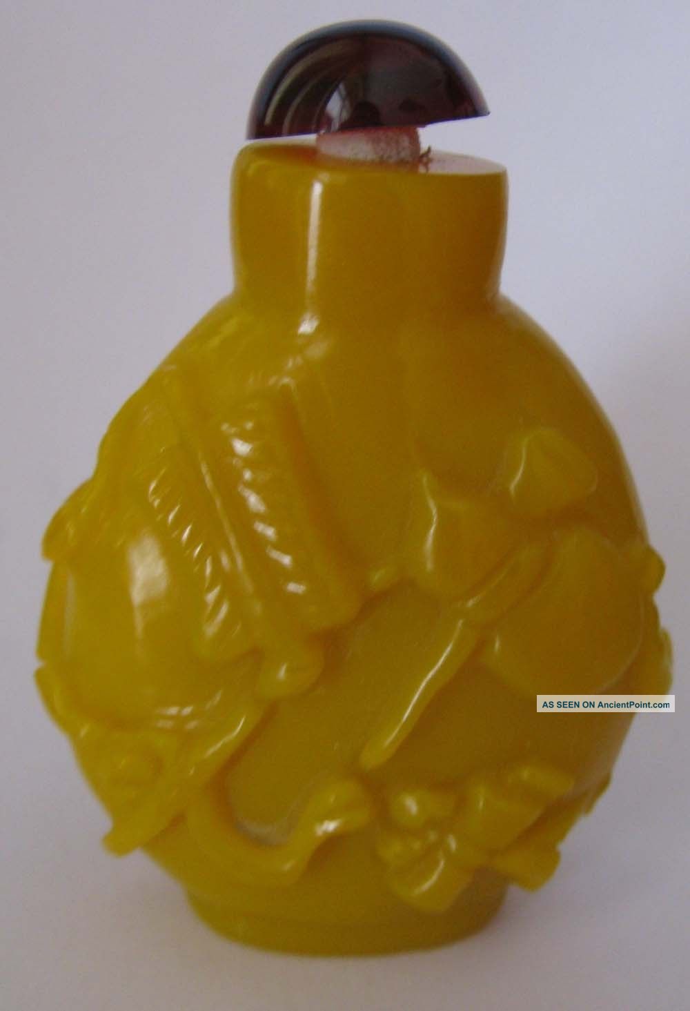 Rare Antique Peking Glass Carved Eight Immortals ' Ware Snuff Bottle Snuff Bottles photo